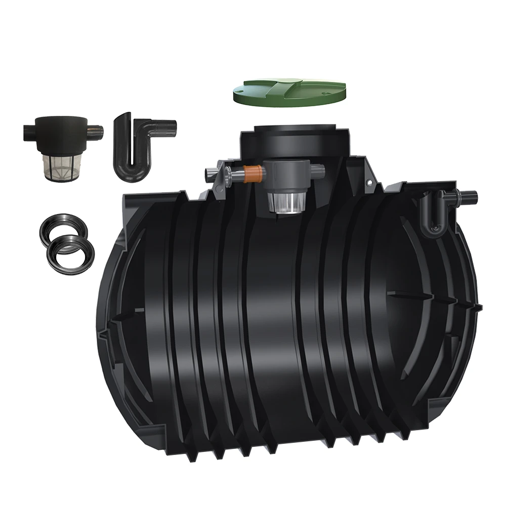 Retenční nádrž na dešťovou vodu Atlantis 7000 l s filtrem a sifonem – plastová samonosná nádrž GeraTec